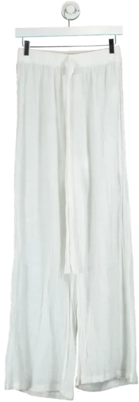 PrettyLittleThing White Wide-Leg Trousers UK 10