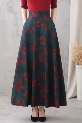 Retro Long Maxi Skirt, A-line Skirt 3326