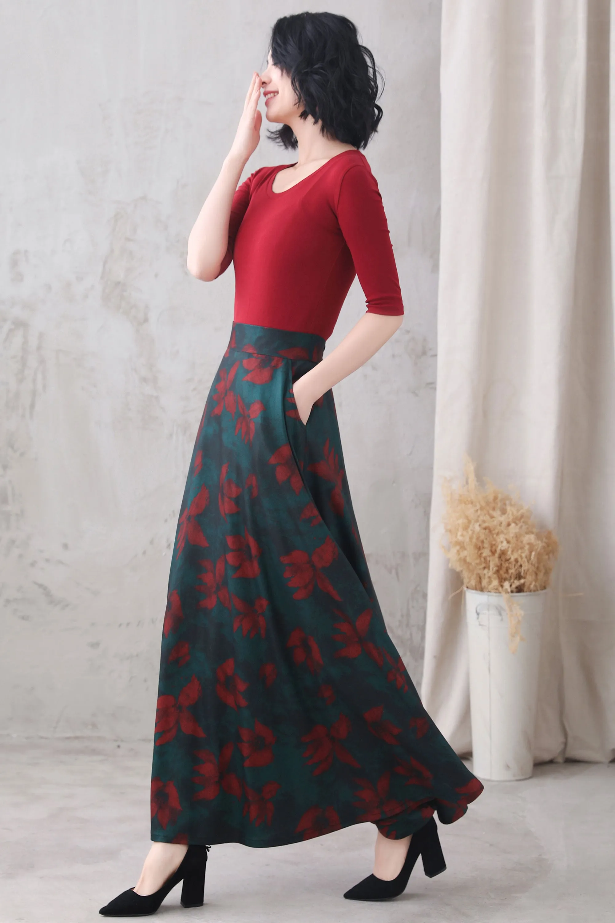 Retro Long Maxi Skirt, A-line Skirt 3326