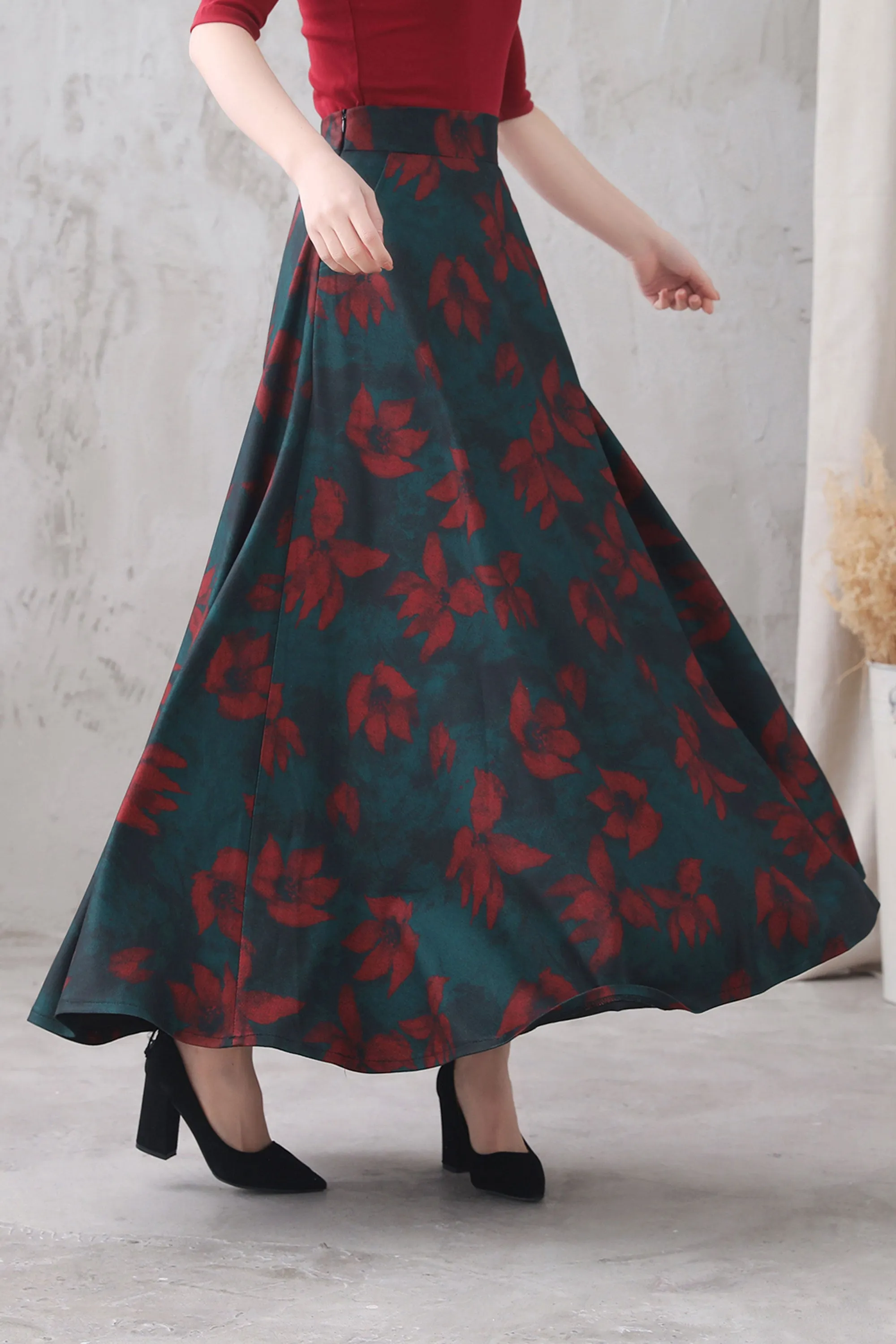 Retro Long Maxi Skirt, A-line Skirt 3326