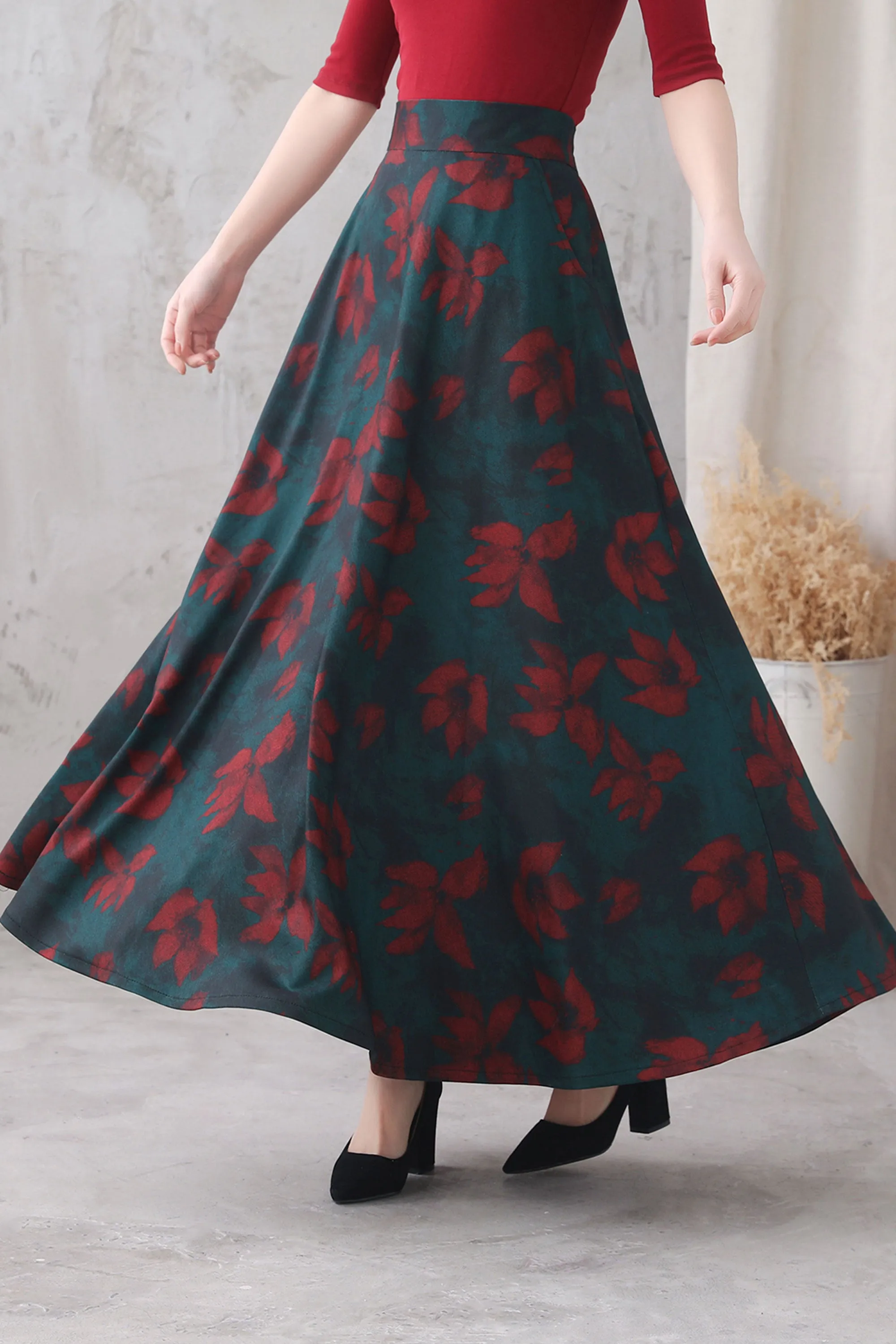 Retro Long Maxi Skirt, A-line Skirt 3326