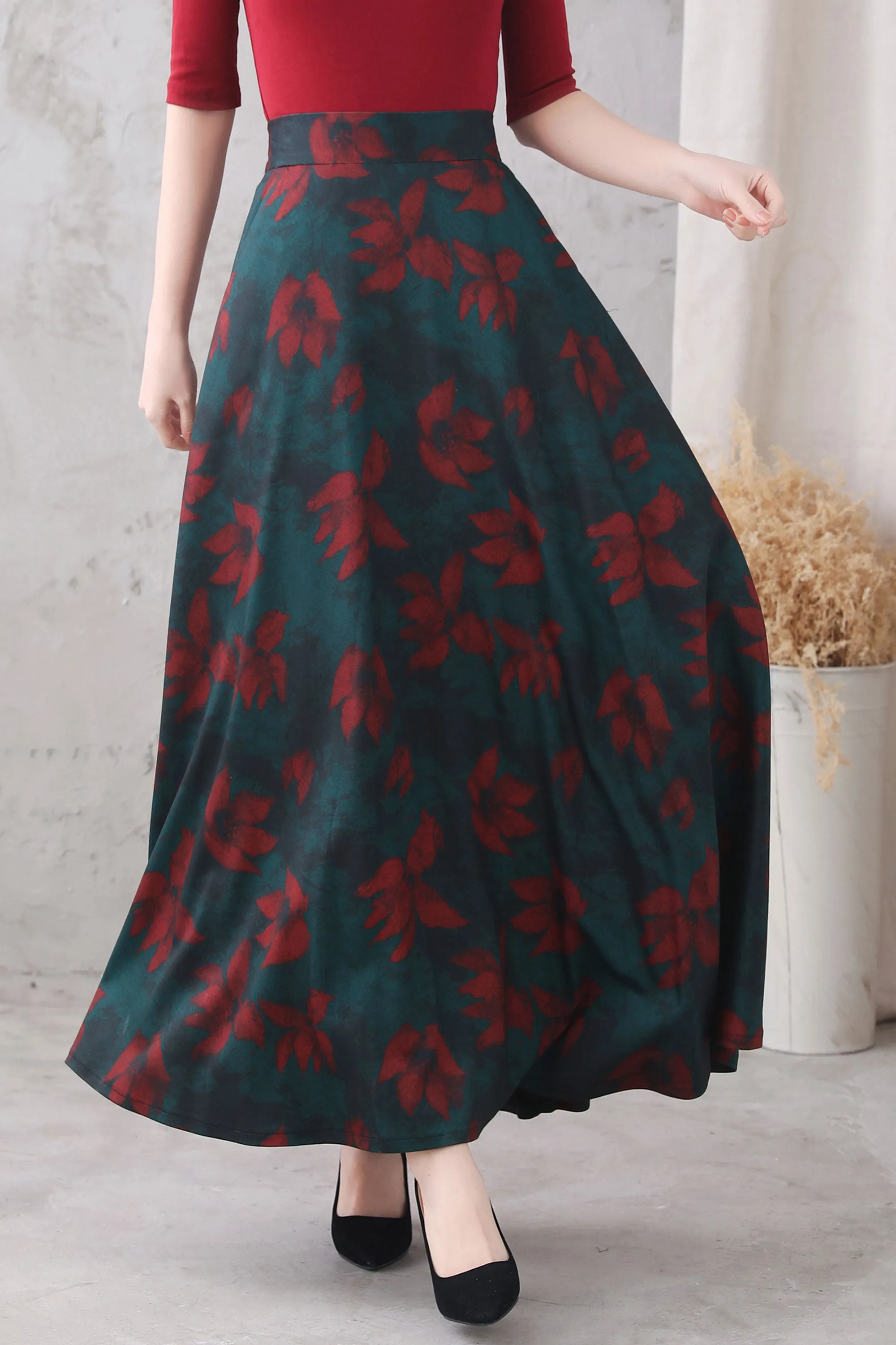 Retro Long Maxi Skirt, A-line Skirt 3326