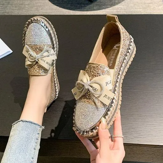 Rhinestone slip on platform sneakers