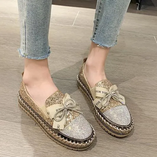 Rhinestone slip on platform sneakers