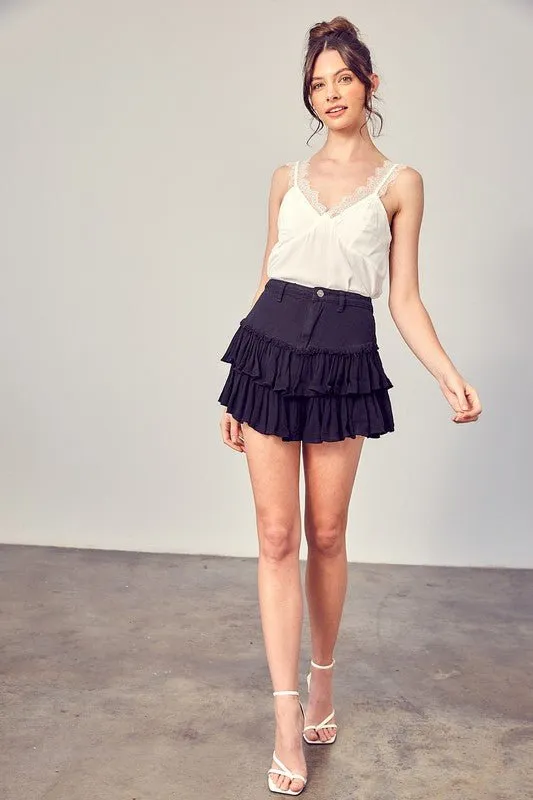 Ruffled Denim Skort