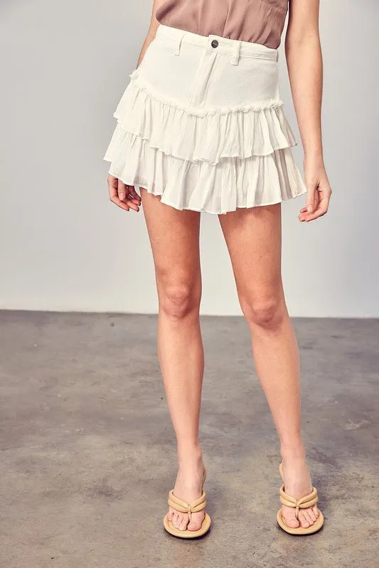 Ruffled Denim Skort