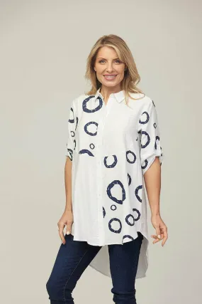 Saloos Circle Print Panelled Shirt