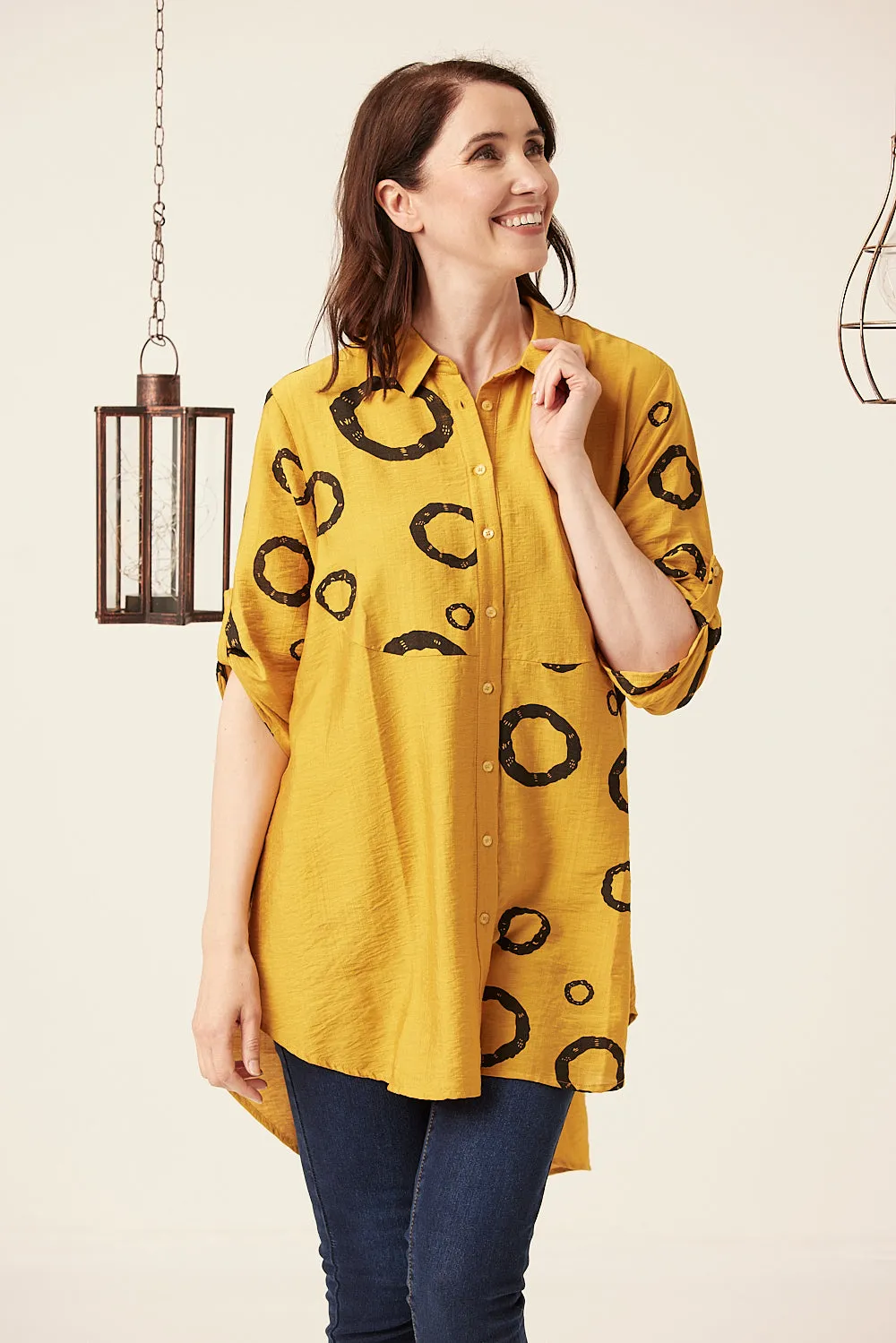 Saloos Circle Print Panelled Shirt