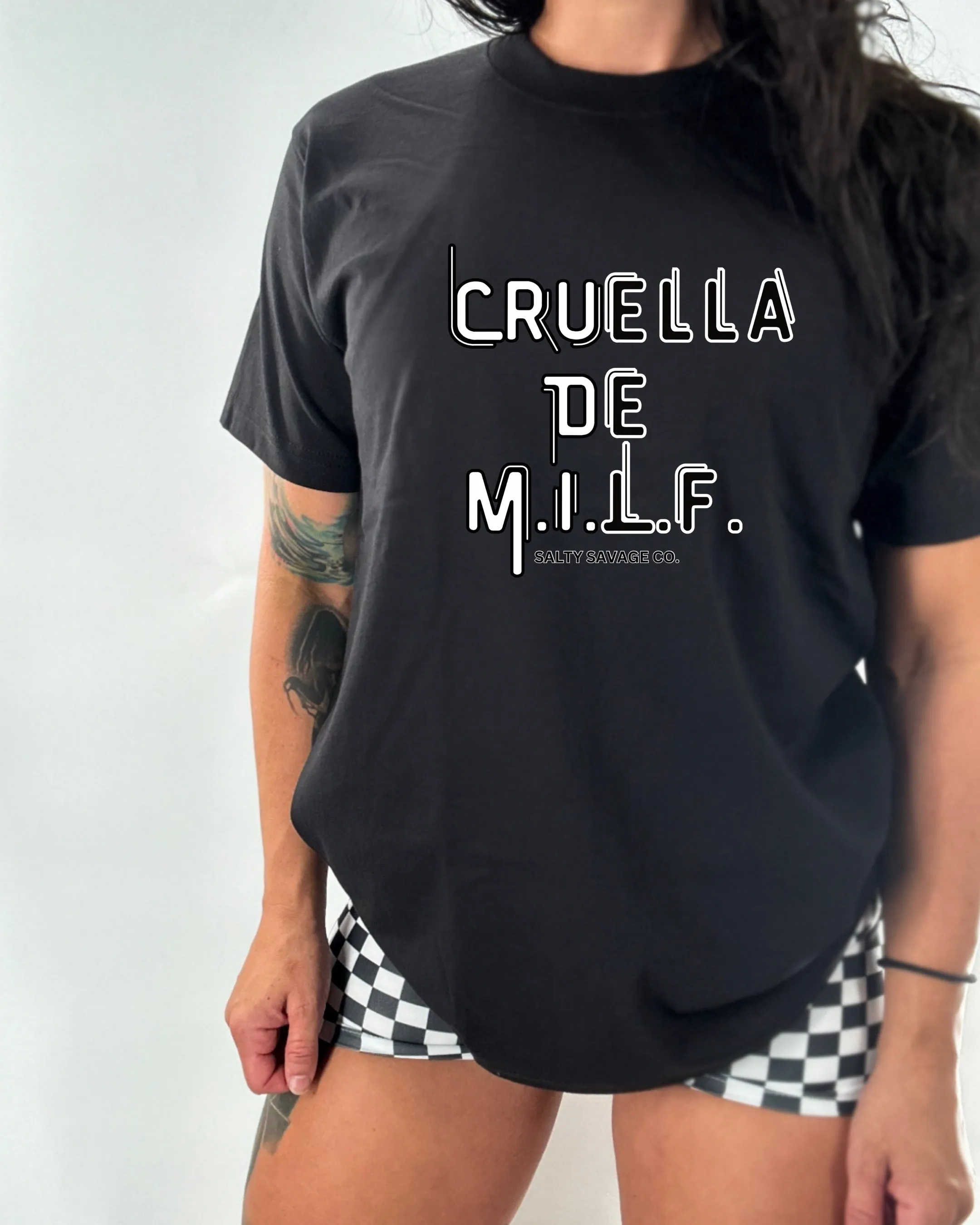 Salty Savage Ladies “Cruella De M.I.L.F” Oversized Boyfriend Tee