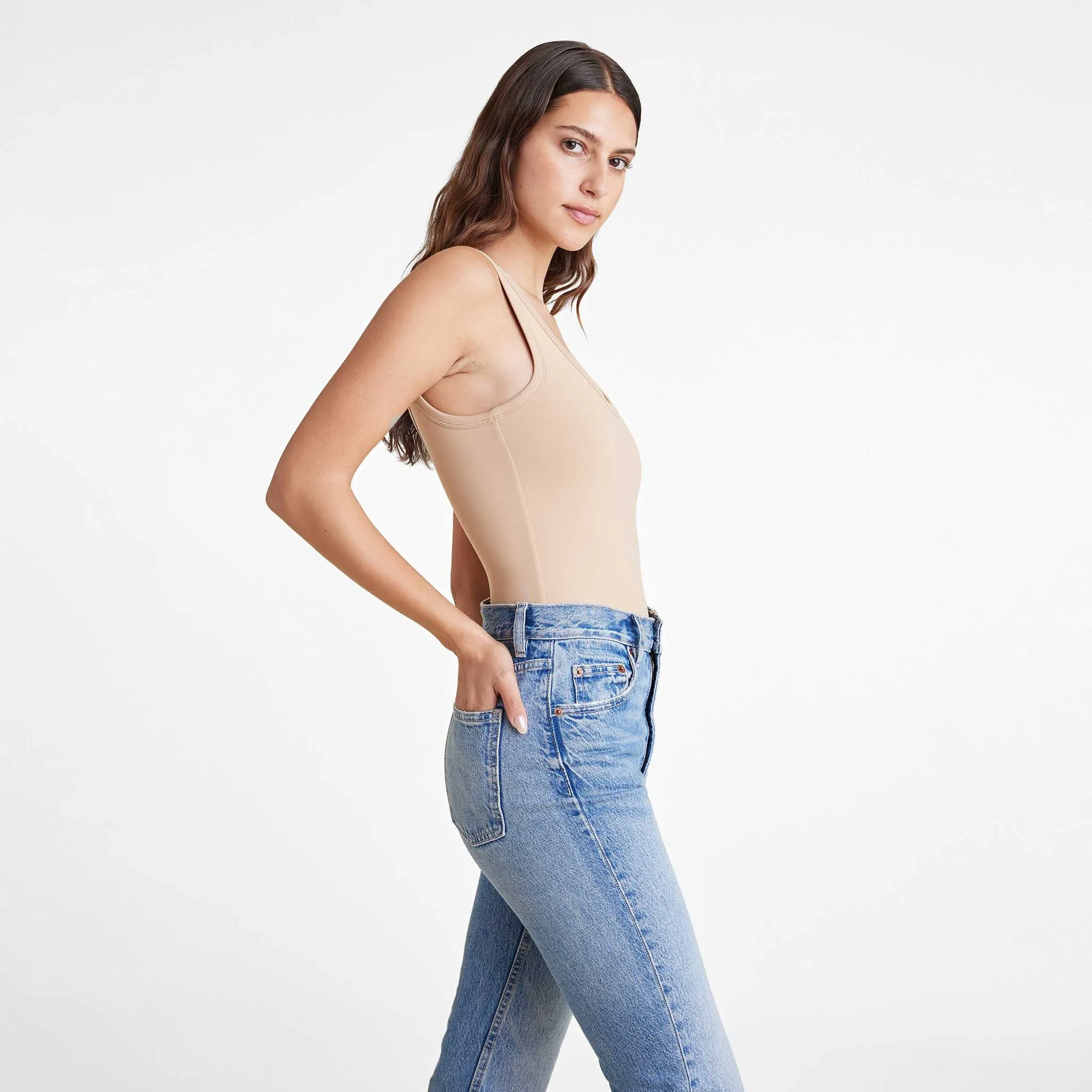 Seamless Scoop Tank Bodysuit | Oat