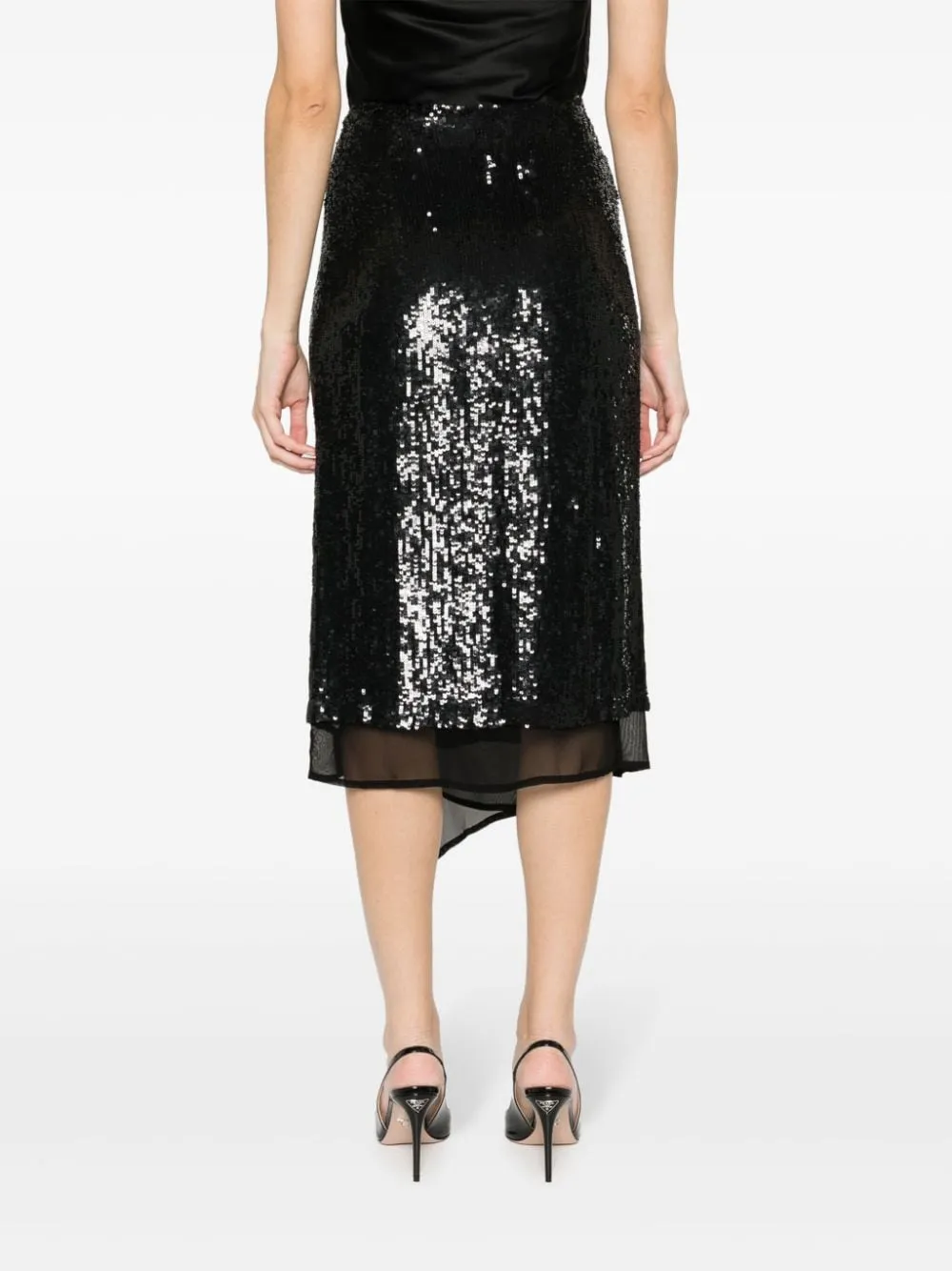 sequinned wrap midi skirt