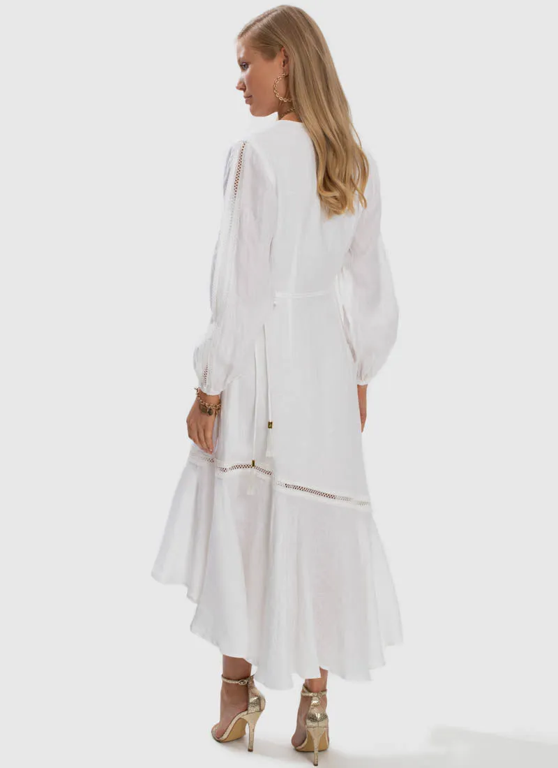 Serenity Spliced Wrap Dress - White (SAMPLE)