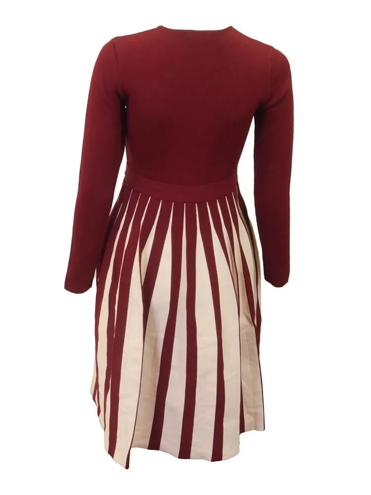 Slice Knit Pleated Contrast Dress