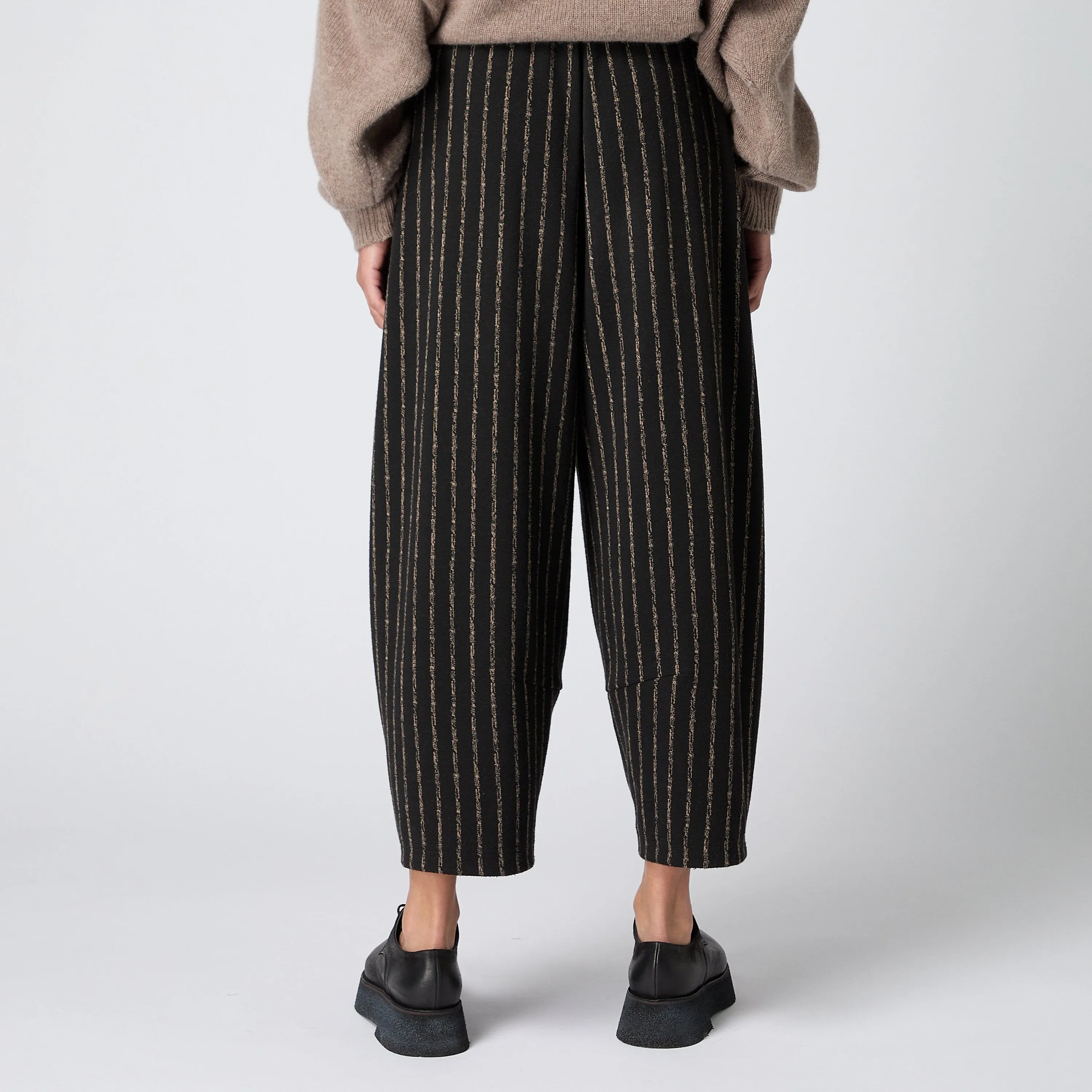 Small Broken Stripe Jersey Bubble Trousers - Black / Taupe