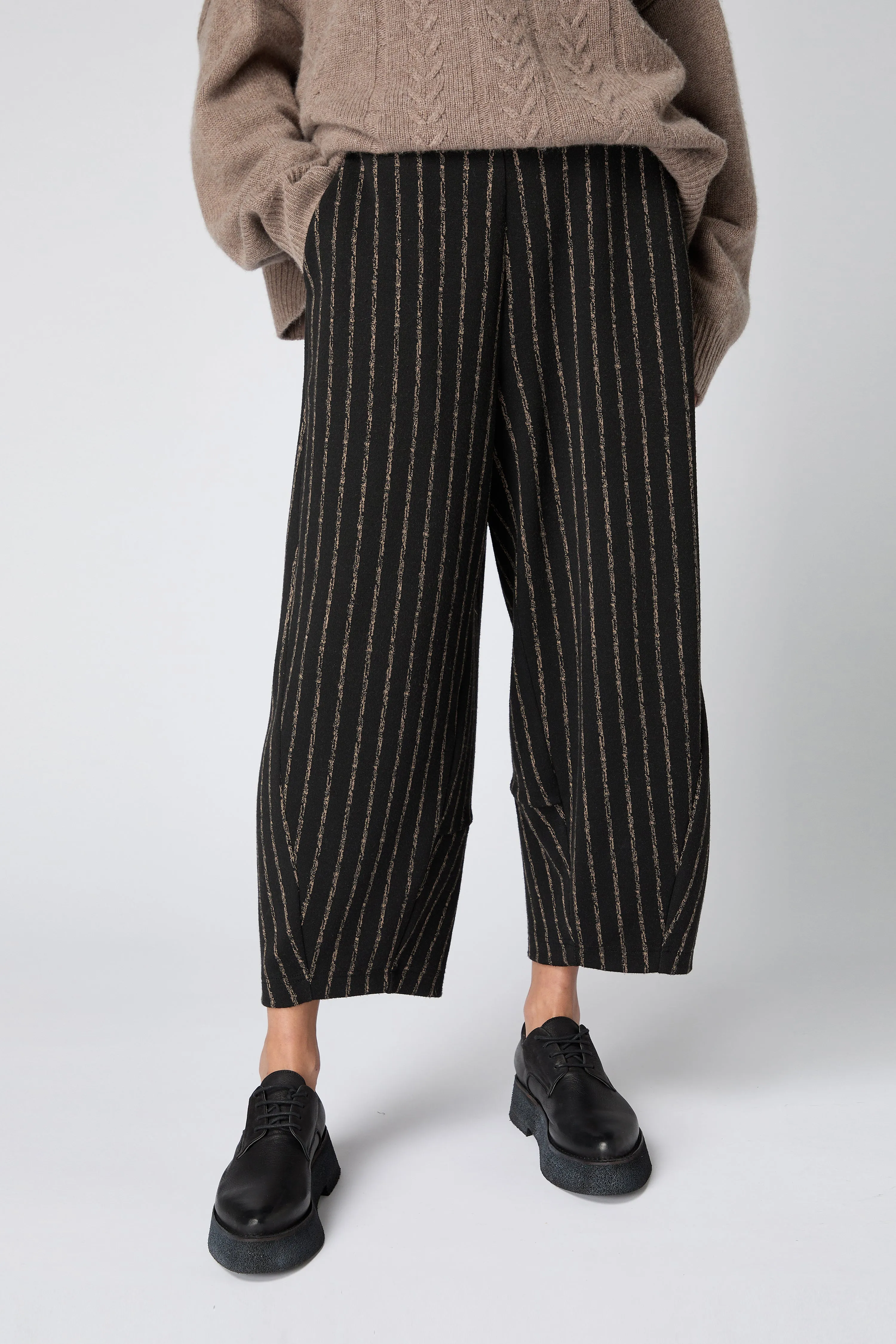 Small Broken Stripe Jersey Bubble Trousers - Black / Taupe