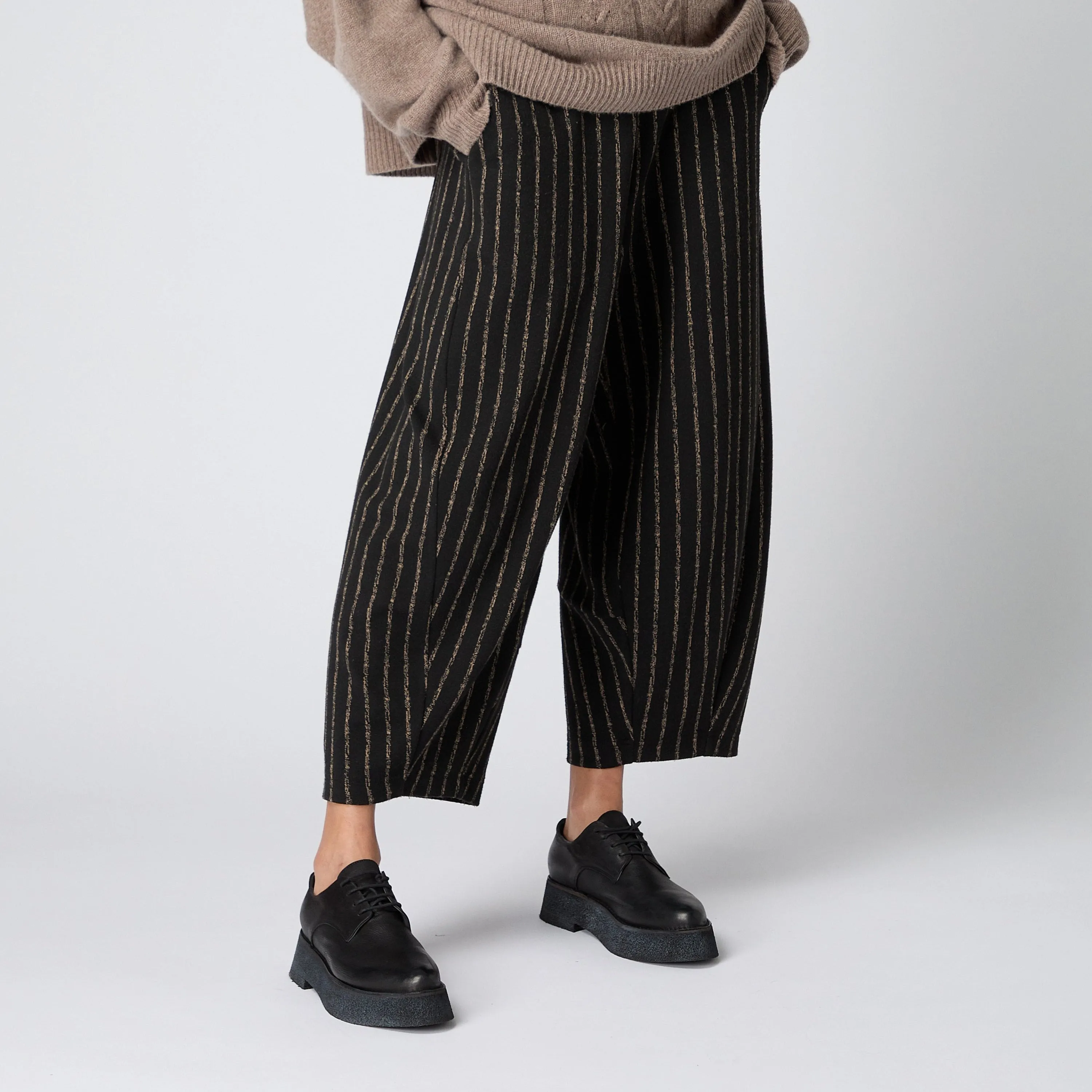 Small Broken Stripe Jersey Bubble Trousers - Black / Taupe