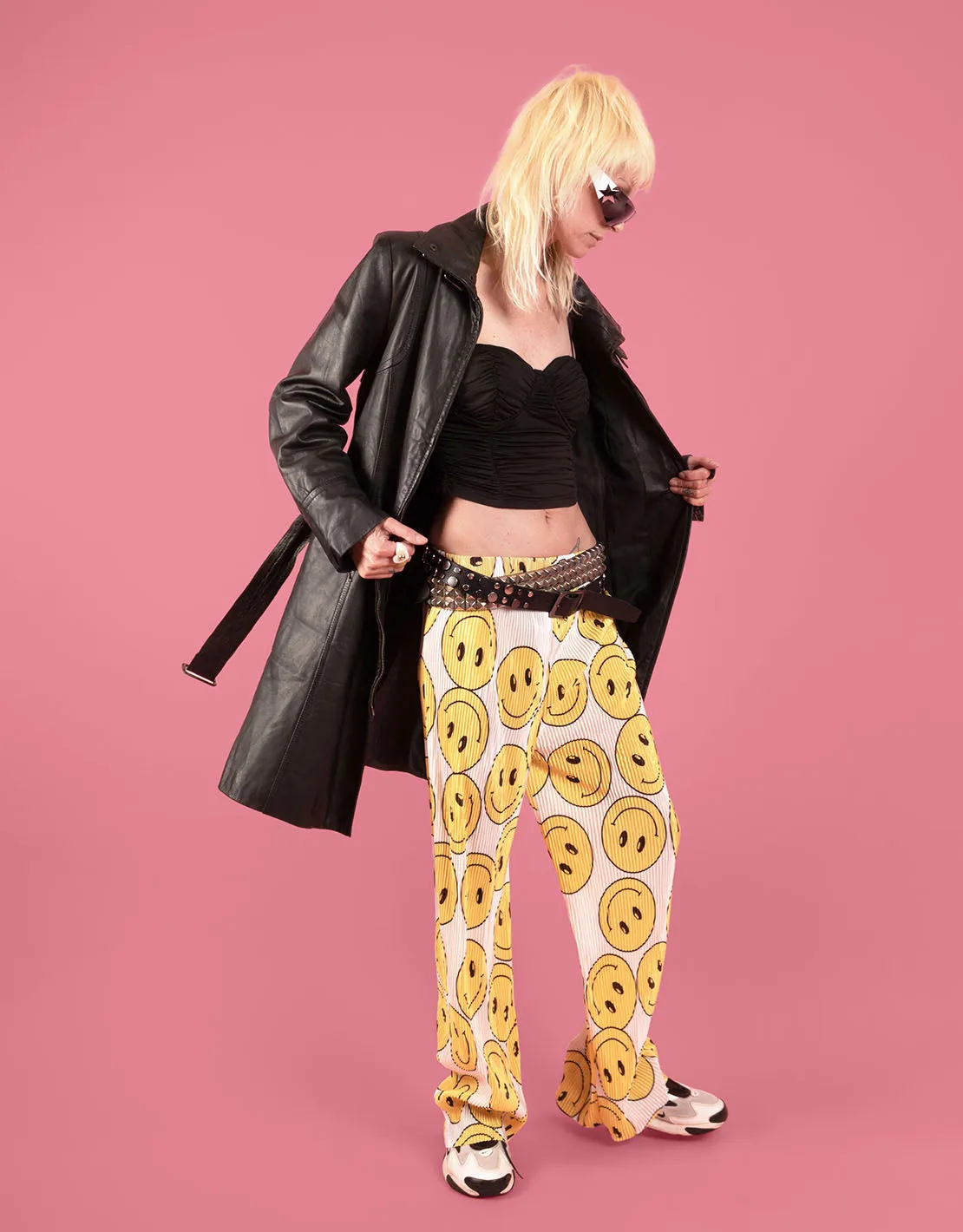 Smiley plisse trousers