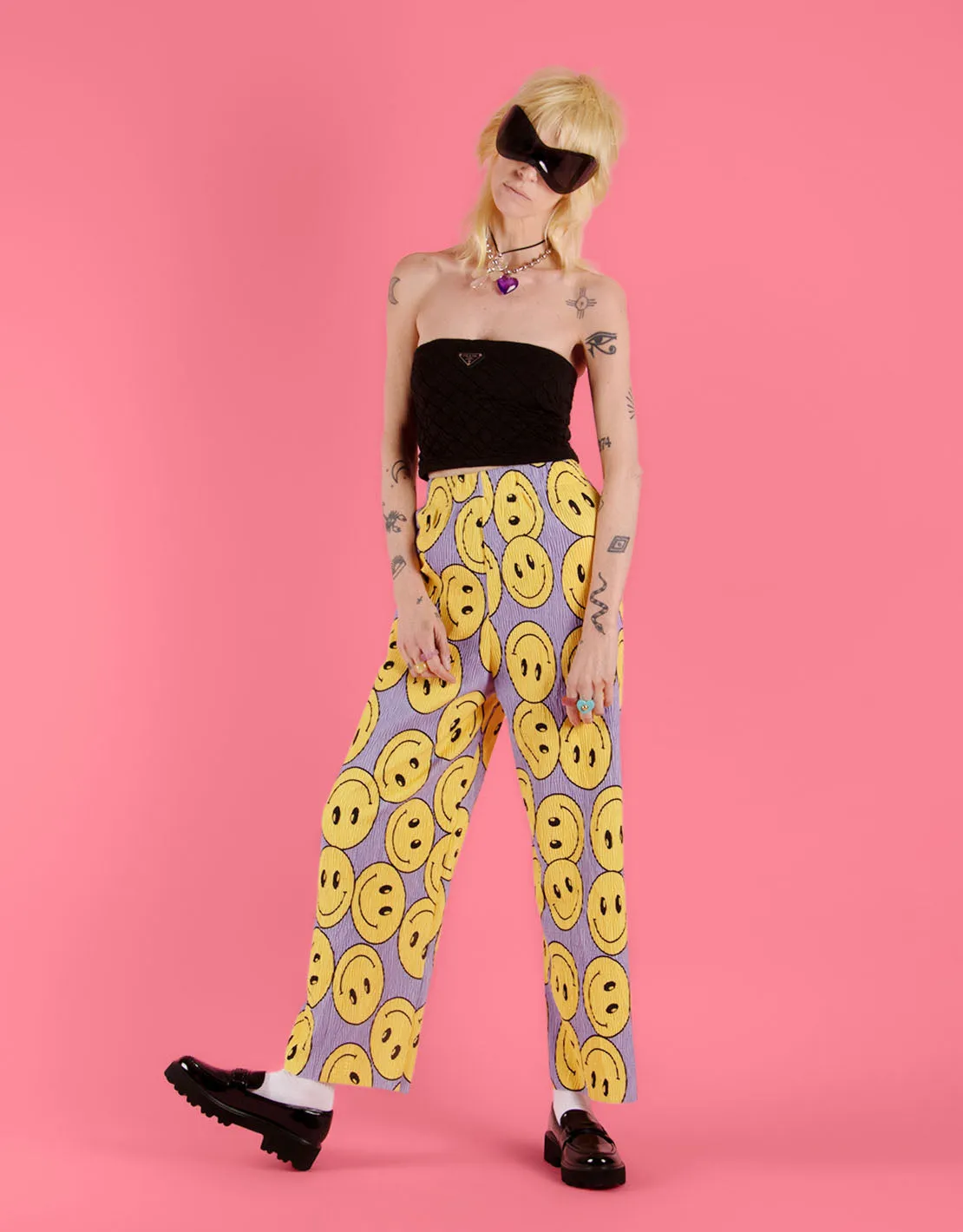 Smiley plisse trousers