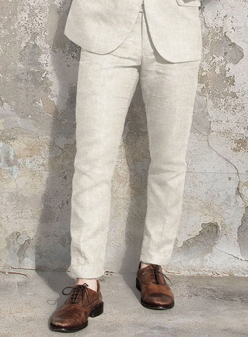 Solbiati Herringbone Fawn Linen Pants