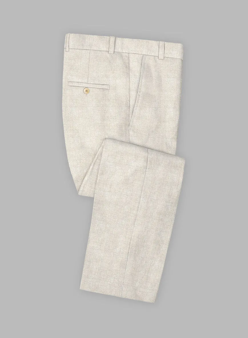 Solbiati Herringbone Fawn Linen Pants