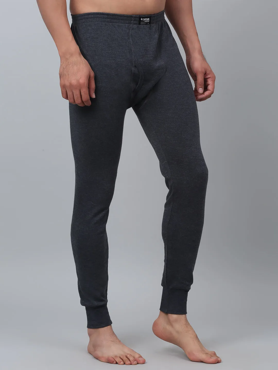 Solid Non Pleated Regular Fit Mid Rise Grey Thermal Trouser For Men