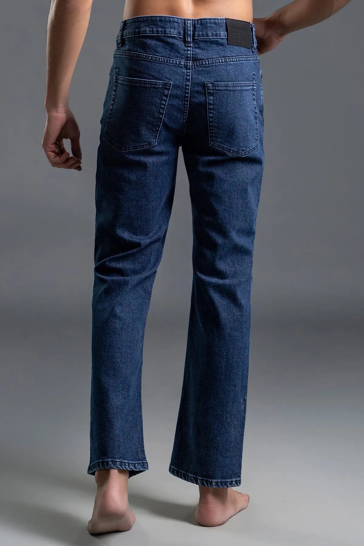 Stretchable Straight-Fit Jeans (Dark Blue) ( Marlboro )