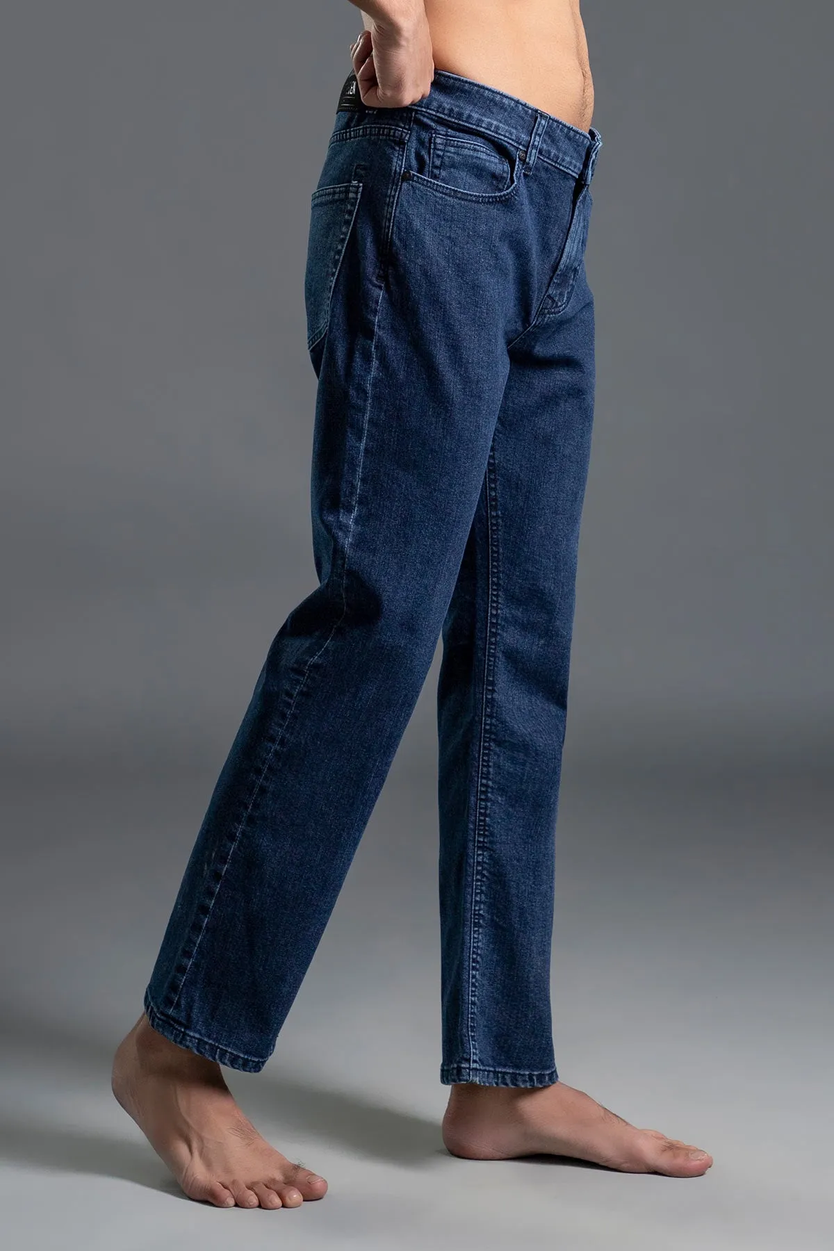 Stretchable Straight-Fit Jeans (Dark Blue) ( Marlboro )