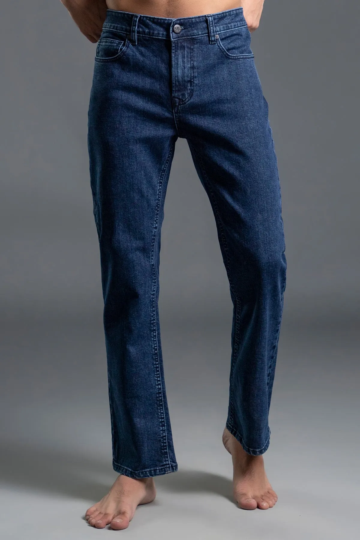 Stretchable Straight-Fit Jeans (Dark Blue) ( Marlboro )