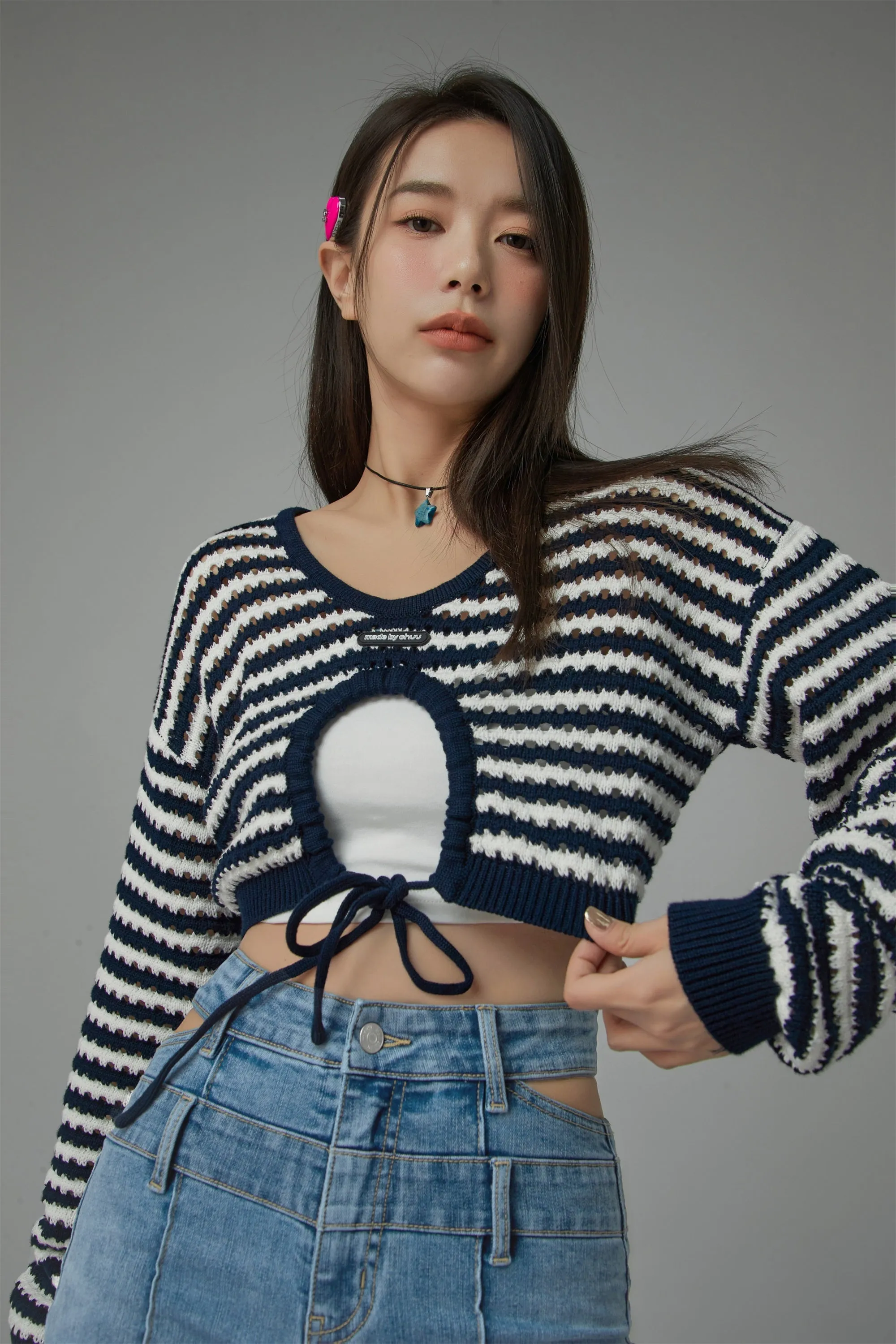 Stripe Knit Bolero Top