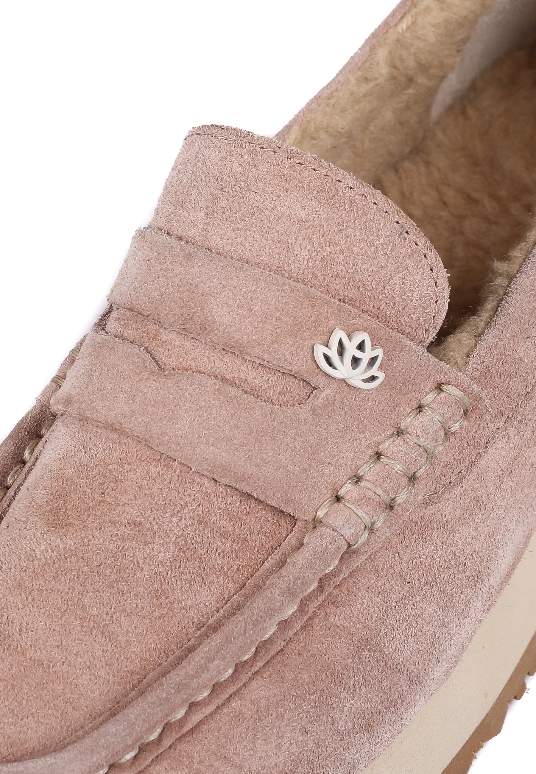 Suede Platform Loafers - Beige