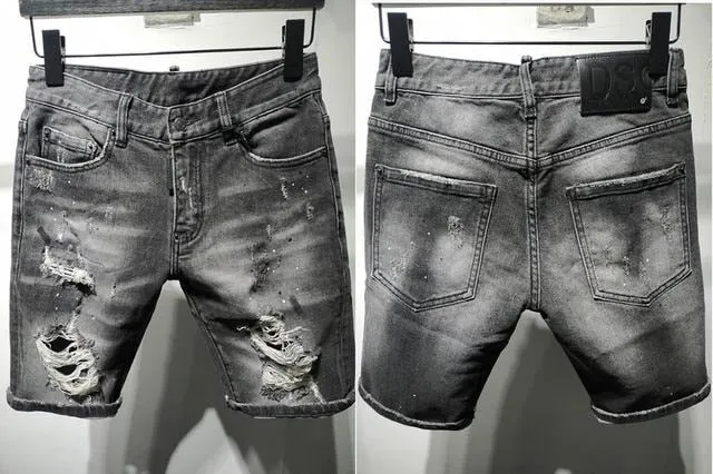 Summer Style New Famous Brand Italy Jeans Mens Slim Short Jeans Men Denim Trousers Zipper Stripe Hole Blue Hole Shorts Jeans