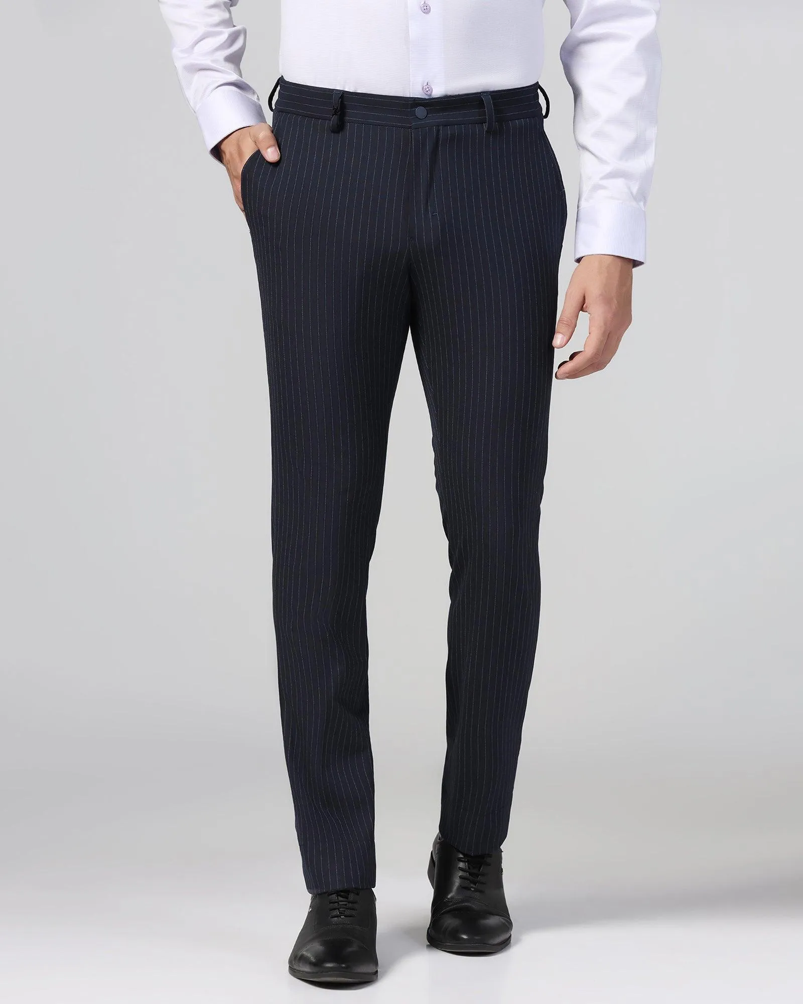 Super Slim Phoenix Formal Navy Stripe Trouser - Wiper