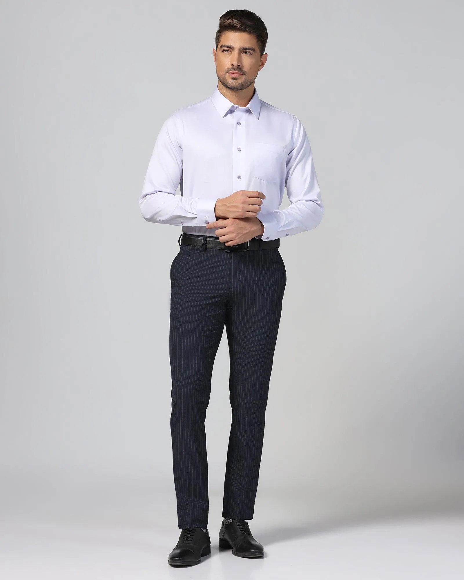 Super Slim Phoenix Formal Navy Stripe Trouser - Wiper