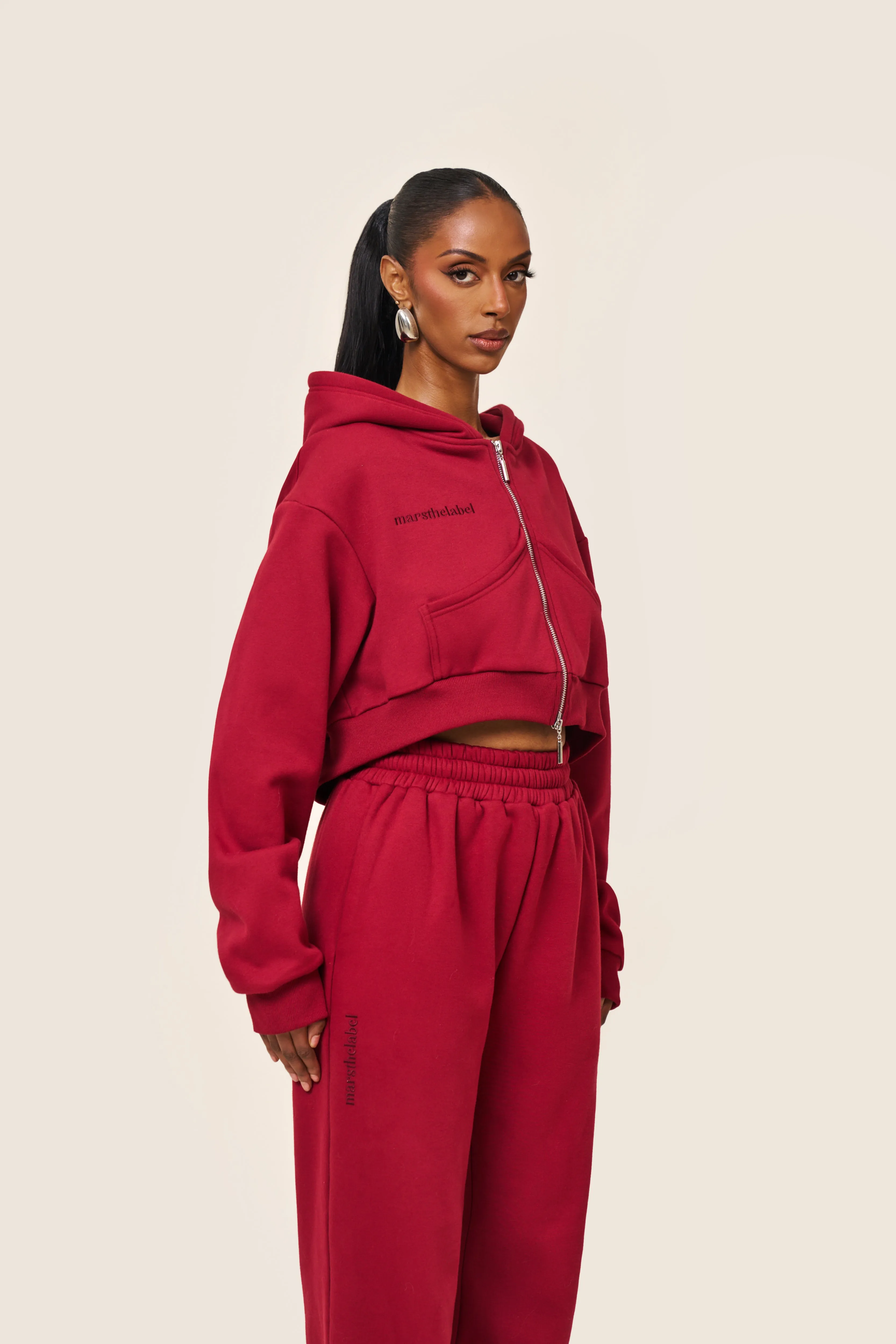 The Classics cropped zip hoodie - Red