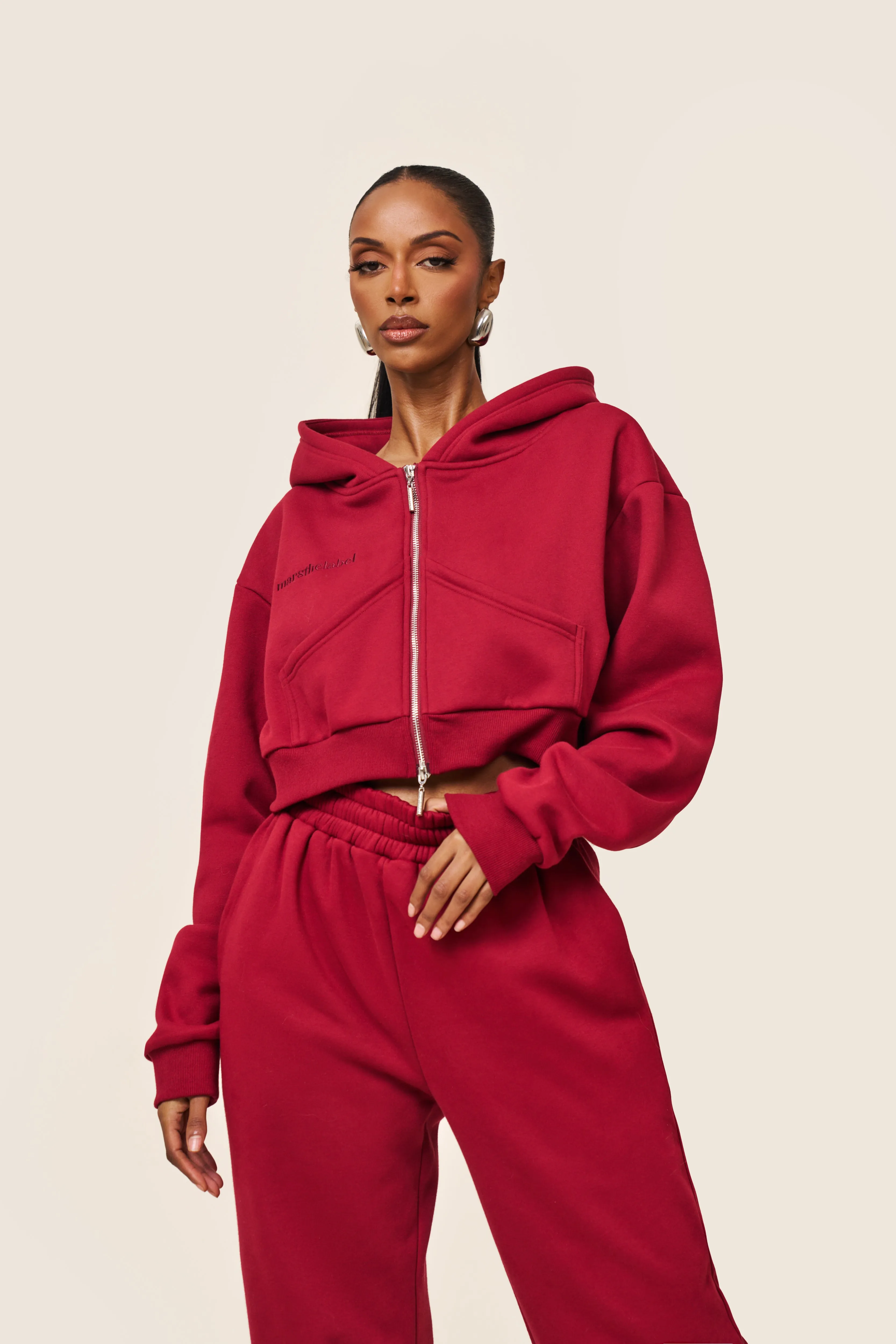 The Classics cropped zip hoodie - Red