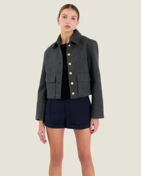 The NY Minute: Charcoal Gold Button Cropped Jacket