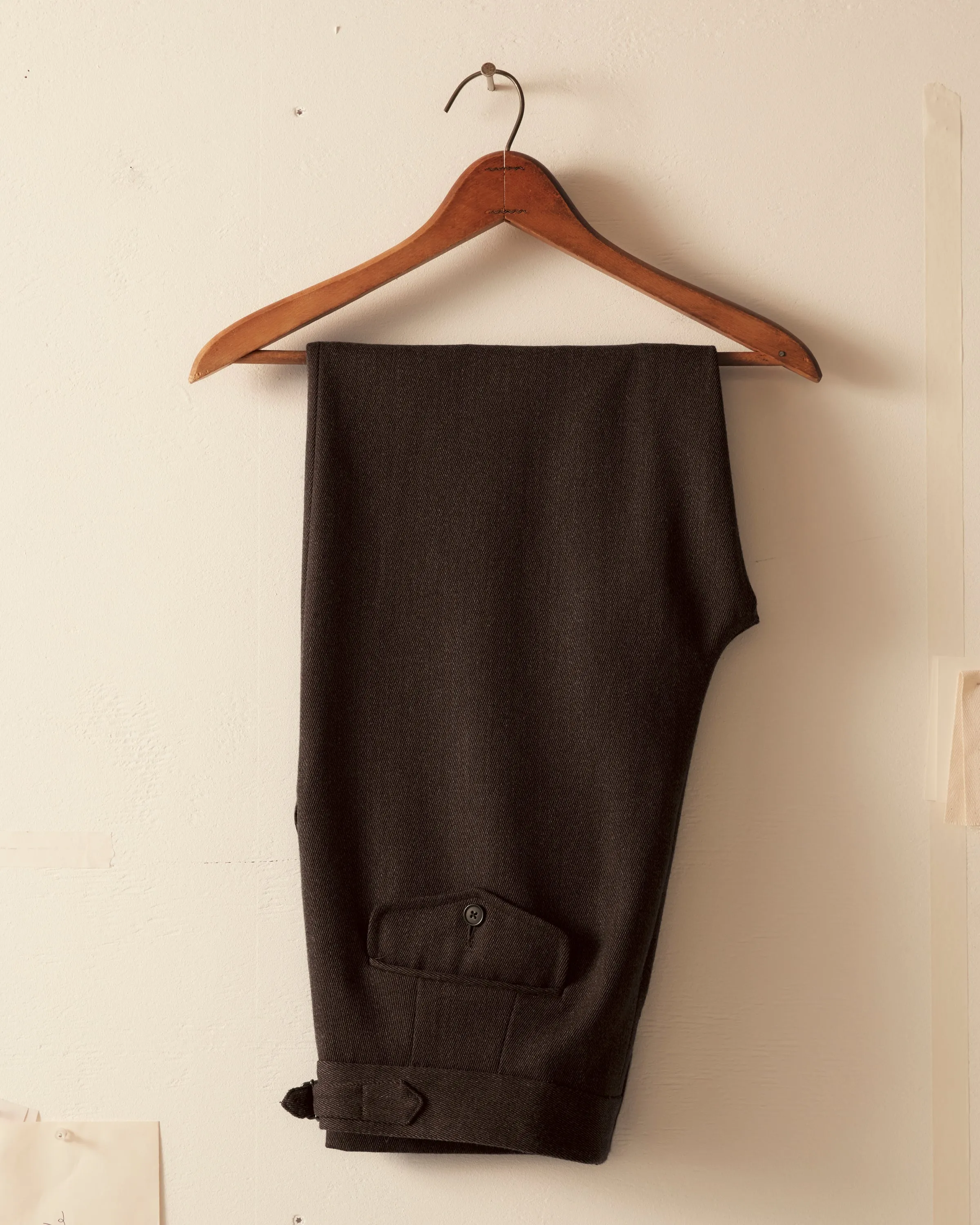 Twill Side Buckle Trousers - Black