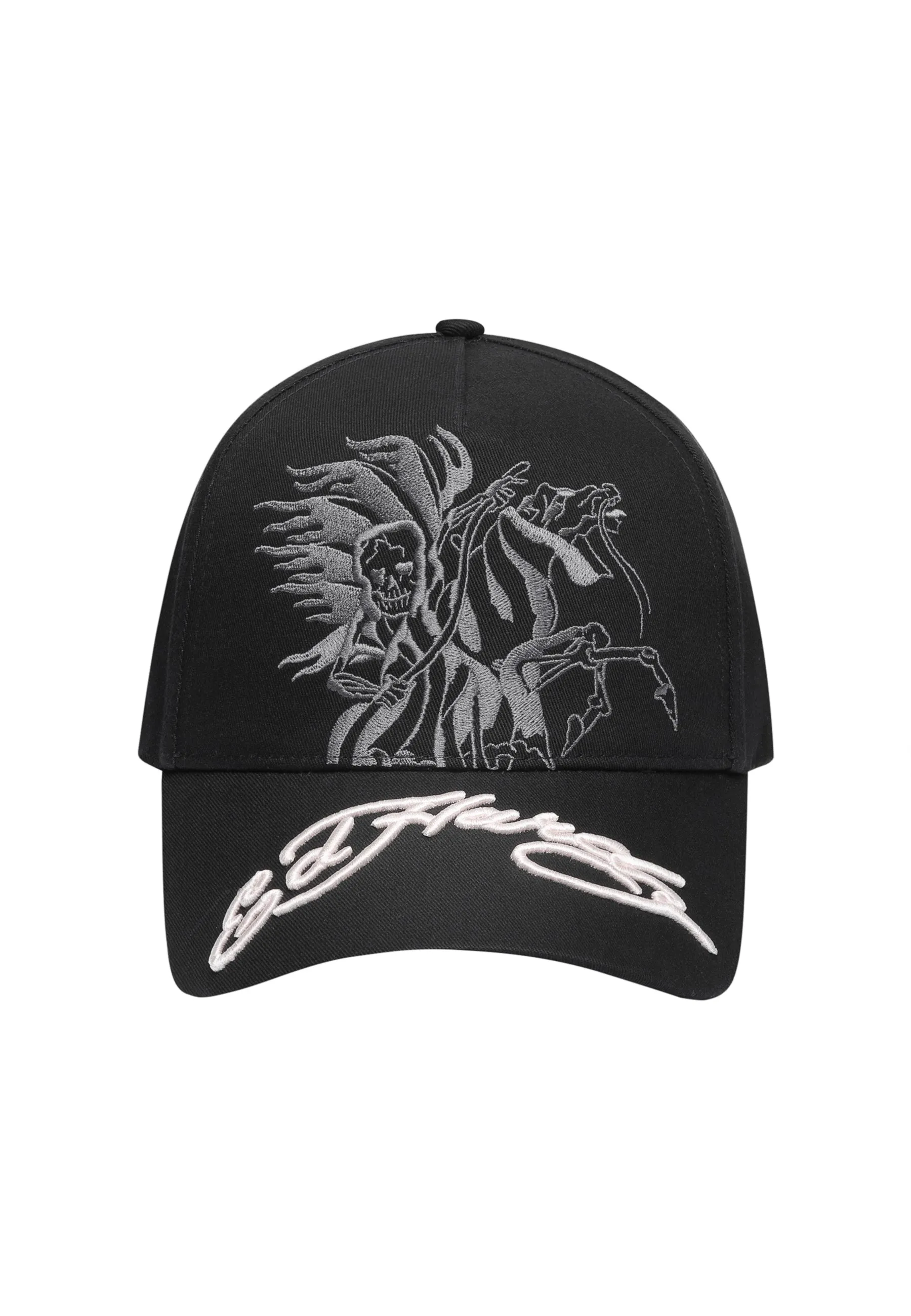 Unisex Death Rider Twill Front Mesh Trucker - Black