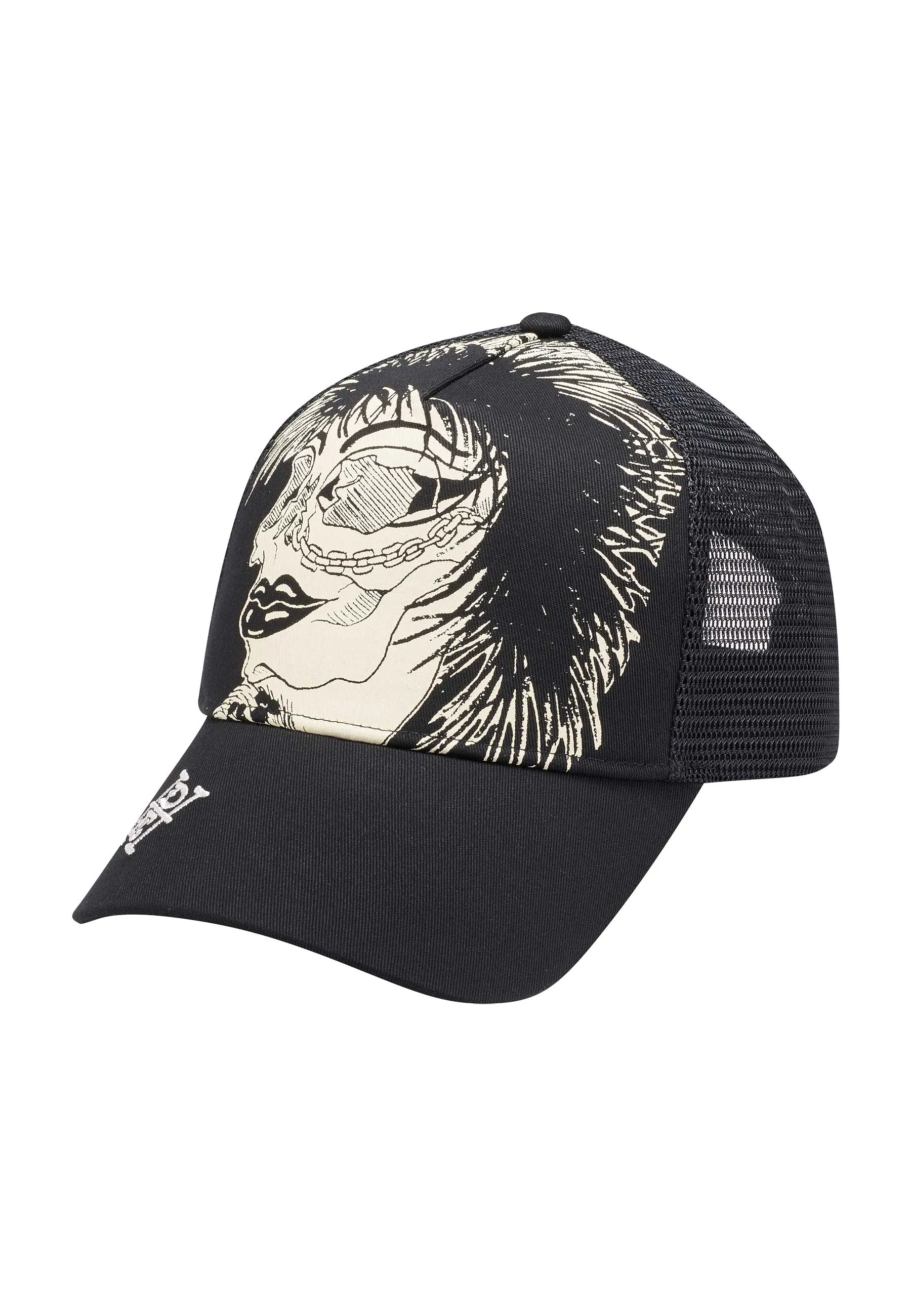 Unisex Pretty In Punk Twill Front Mesh Trucker - Black/Black