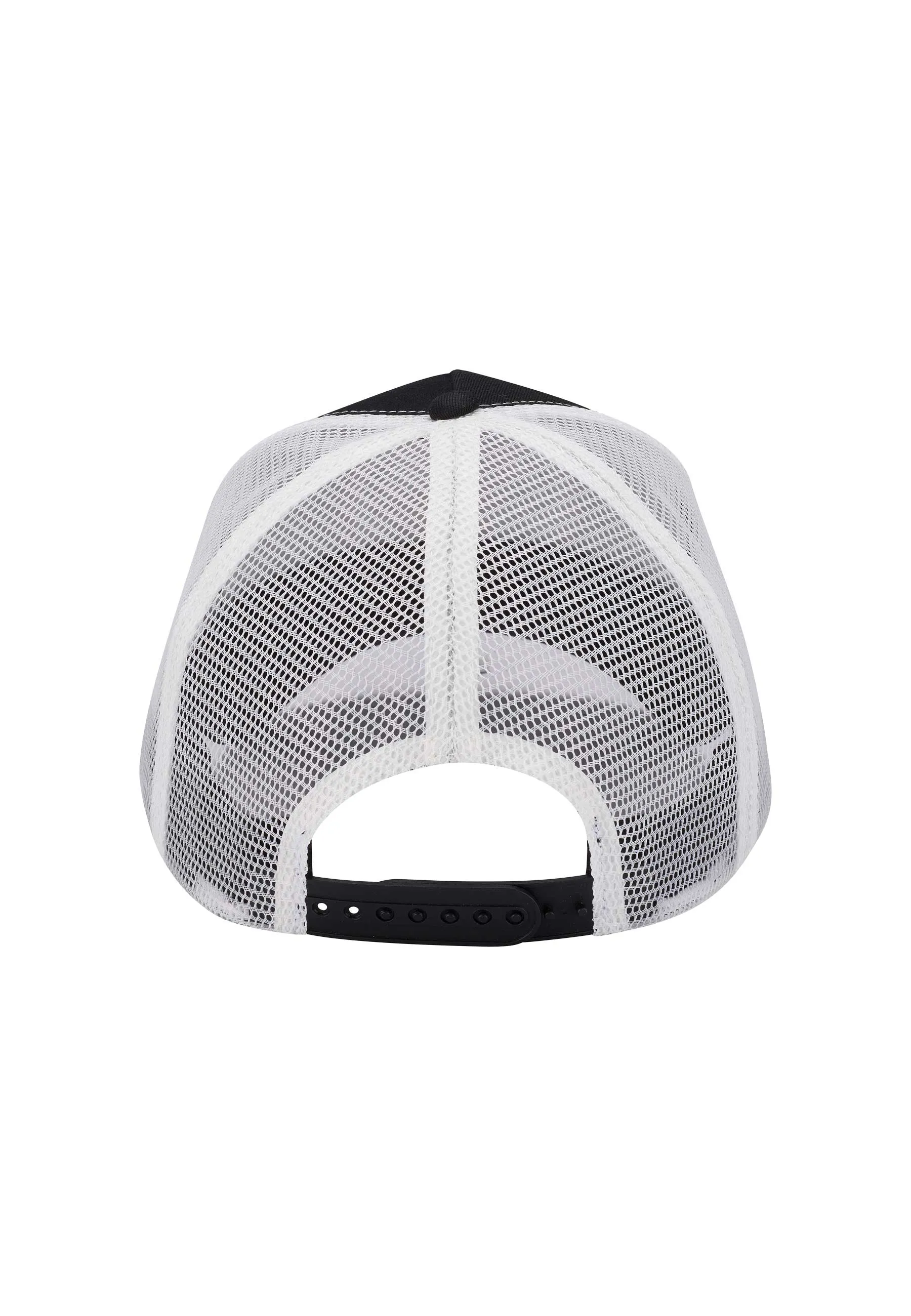 Unisex Siren Badge Twill Front Mesh Trucker - Black/White