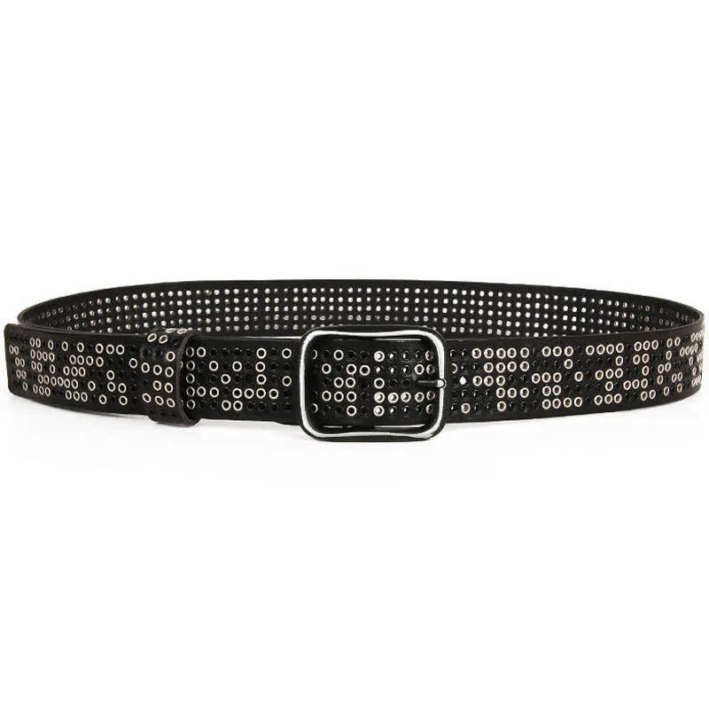 Unisex Studded Heavy Metal Cowboy Punk Leather Belt