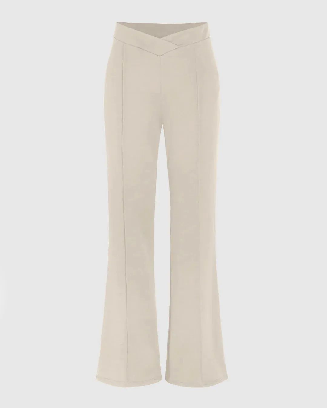 V-Waist Flared Off-White Trouser