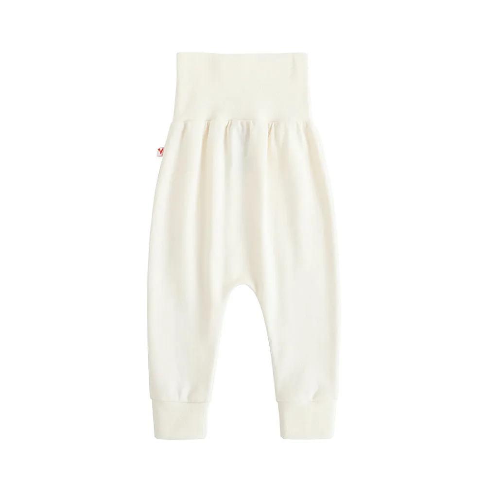 Vauva FW23 - Baby Girls Solid Cotton High Waist Trousers (White)