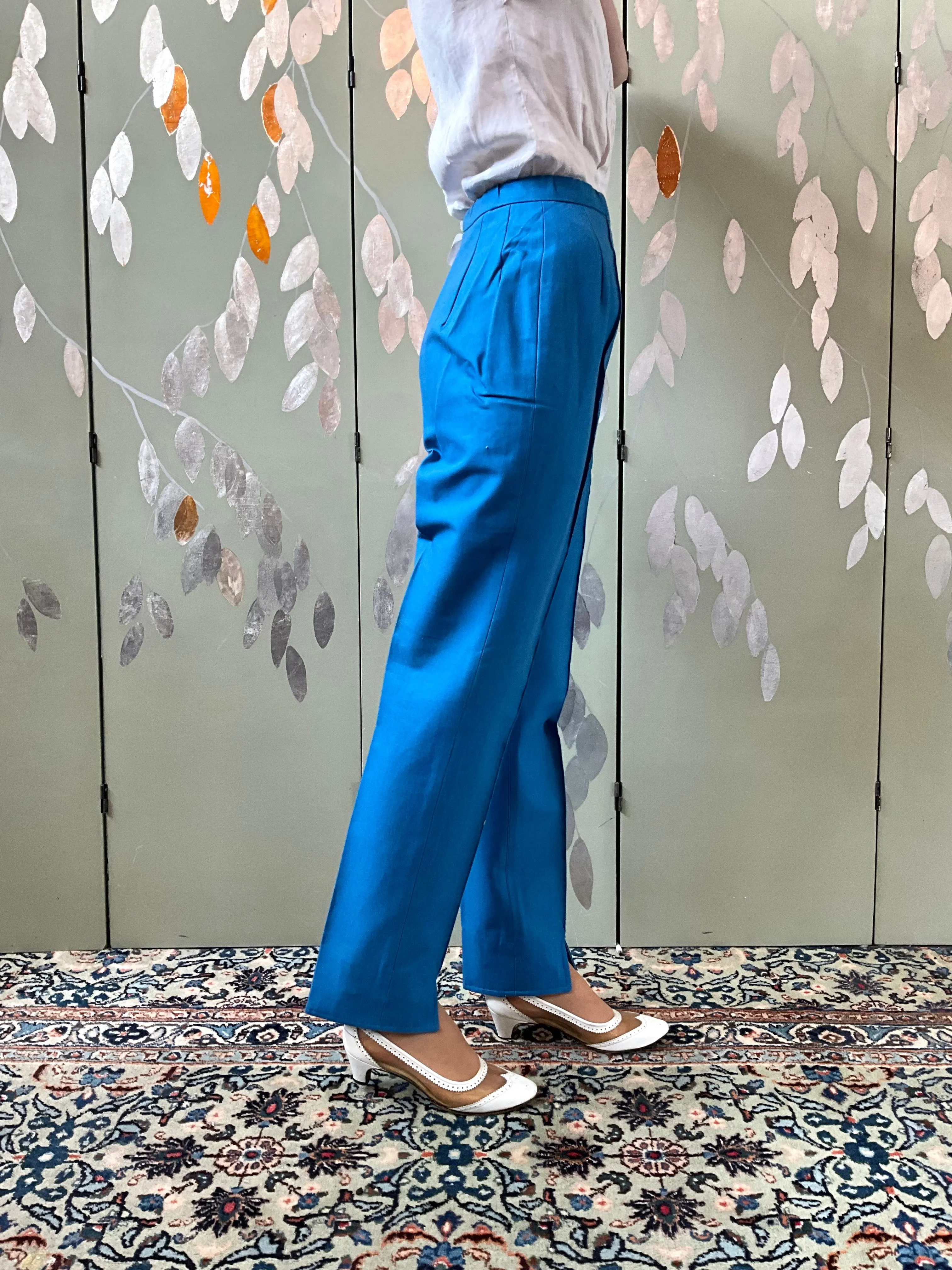 Vintage 1960s Cerulean Blue Stirrup Pants, S & XS