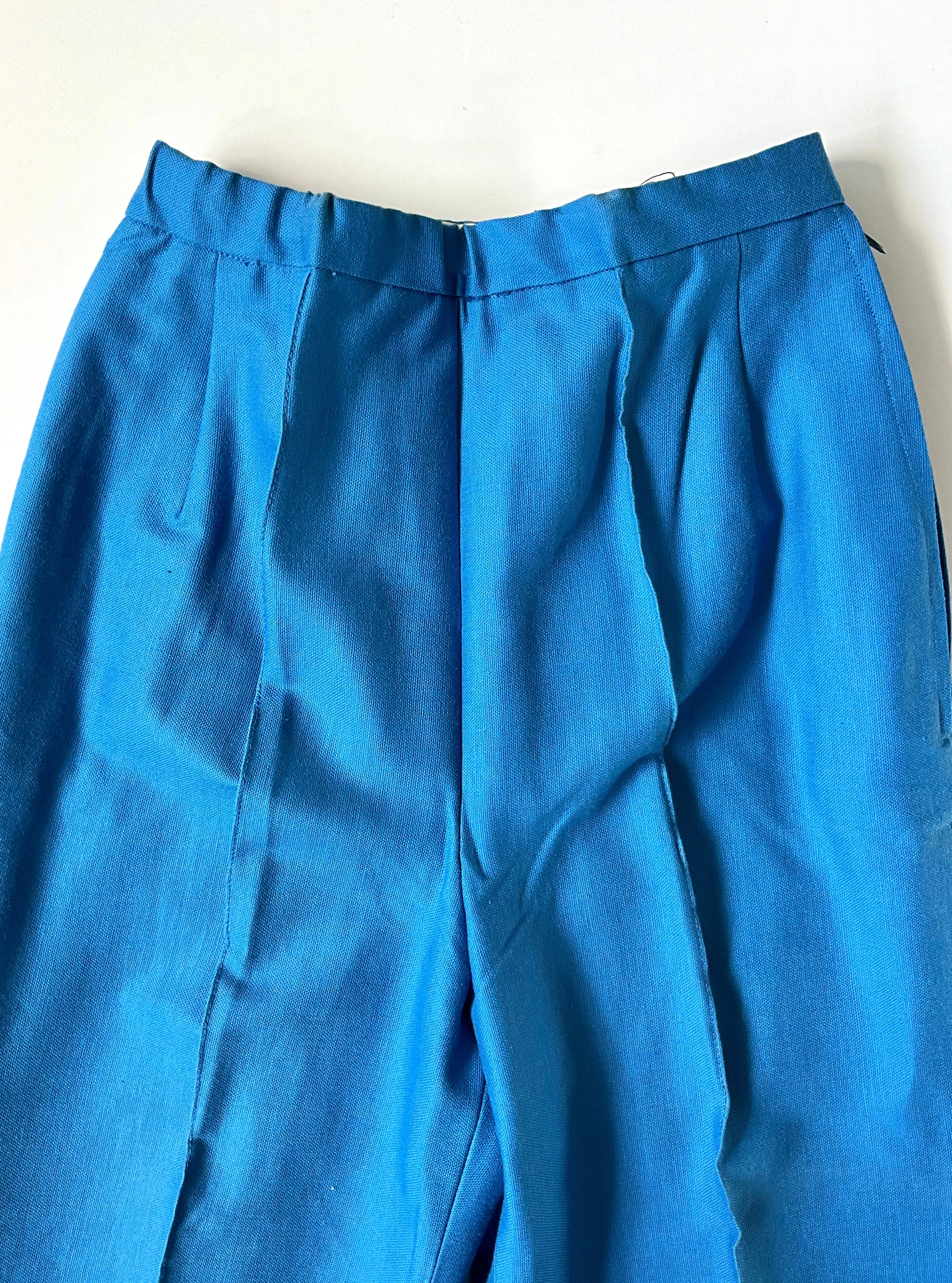 Vintage 1960s Cerulean Blue Stirrup Pants, S & XS