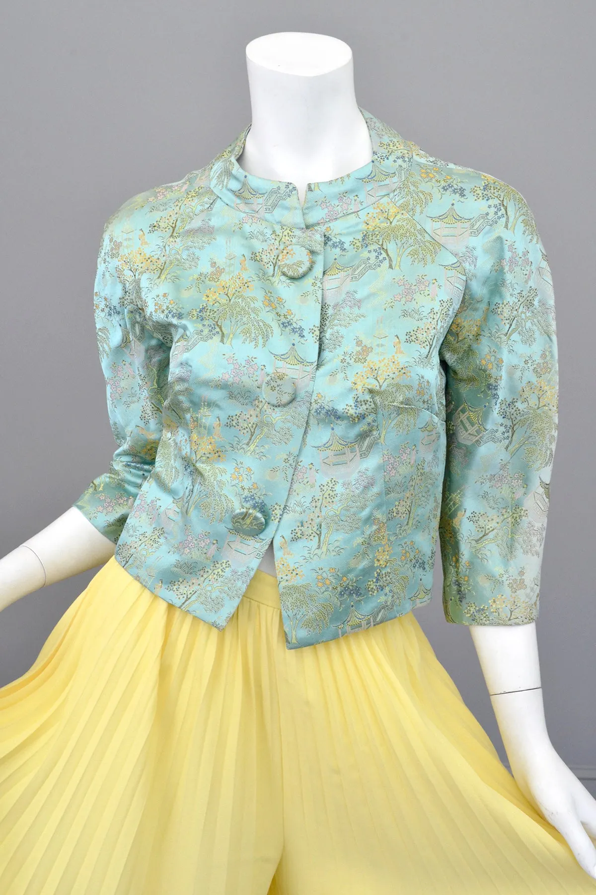 Vintage Cropped Minted Embroidered Shrug Jacket