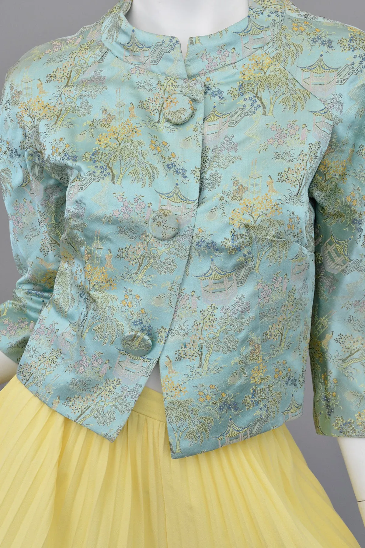 Vintage Cropped Minted Embroidered Shrug Jacket