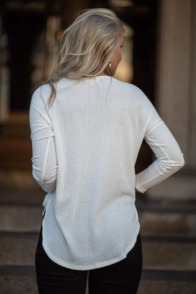 Waffle Knit Top in Ivory