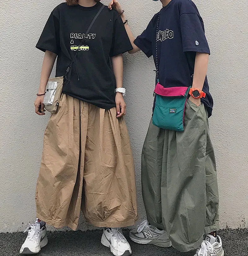 Wiaofellas  -  Cotton Linen Harem Pants Punk Men Baggy Japanese Darm Style Joggers Mens Ins Hip Hop Crotch Wide Leg Pants Long Loose Trousers