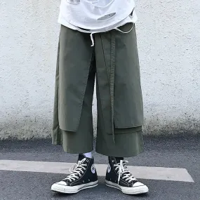 Wiaofellas  -  Men Japanese Pants Skirts Dark Yamamoto Style Trousers Loose Wide Leg Punk Hip Hop Cargo Vintage Swordplay Martial Arts Pants